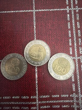 3 Monedas de 100 Escudos Portugal