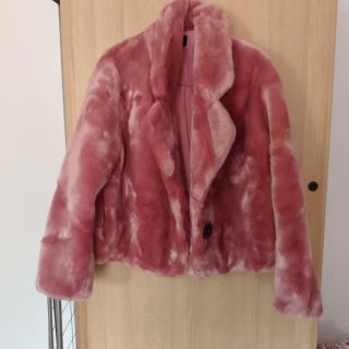 Abrigo de Pelo Sintético Rosa