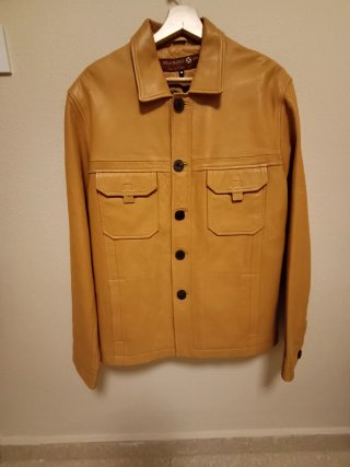 Chaqueta Piel Mujer color Camel Talla 50.