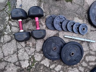 Banco de pesas, Discos, Kit de Mancuernas