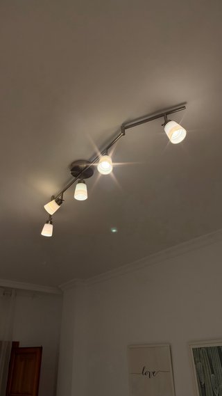 Lámpara de techo con 5 focos orientables.
