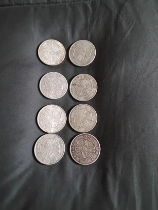 Lote 8 monedas plata 100 ptas