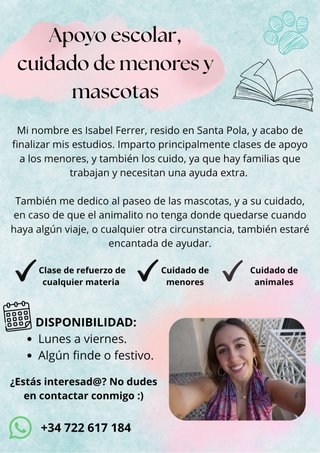 Apoyo escolar y cuidado a ñiños.