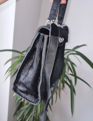 Bolso Bandolera Vintage de Cuero Negro