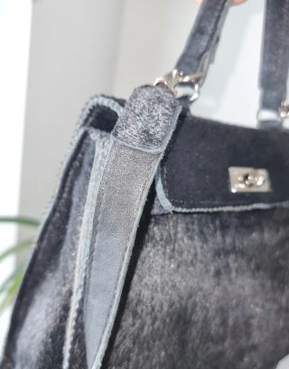 Bolso Bandolera Vintage de Cuero Negro