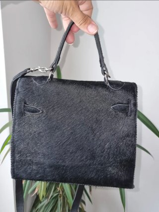 Bolso Bandolera Vintage de Cuero Negro