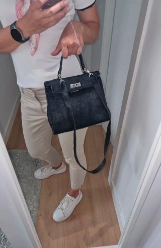 Bolso Bandolera Vintage de Cuero Negro