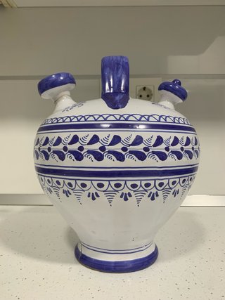 Botijo Cerámica Talavera Azul y Blanco
