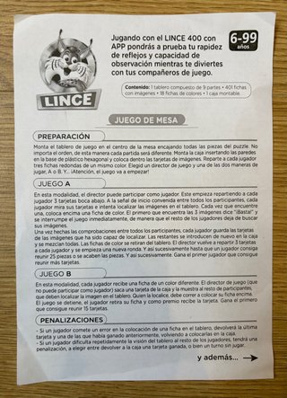 JUEGO DE MESA LINCE DE EDUCA