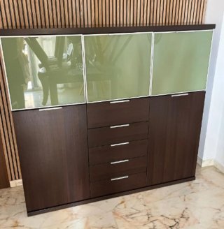 Aparador de Salón Madera y Cristal