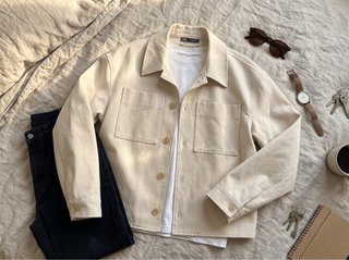 Cazadora Sobrecamisa Zara Crudo Talla L Boxy Fit