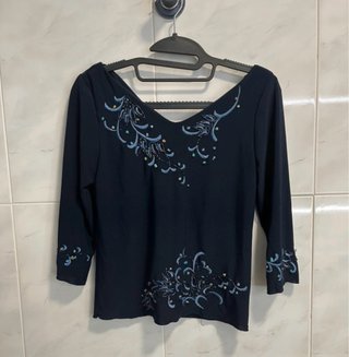 Camiseta Zara Talla 40 azul amrino Bordada