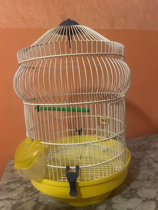 Jaula para Pájaros Blanca y Amarilla