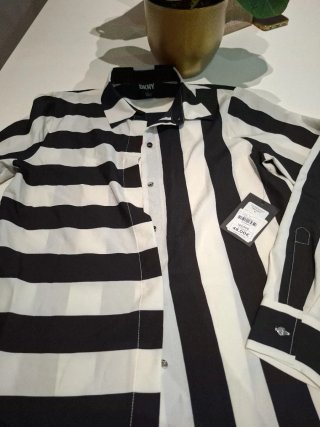 Camisa DKNY Rayas Blanco y Negro
