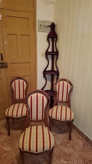 Conjunto Muebles Antiguos Madera y Tela