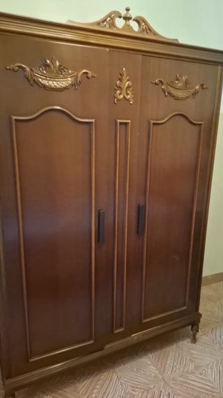 Conjunto Muebles Antiguos Madera y Tela