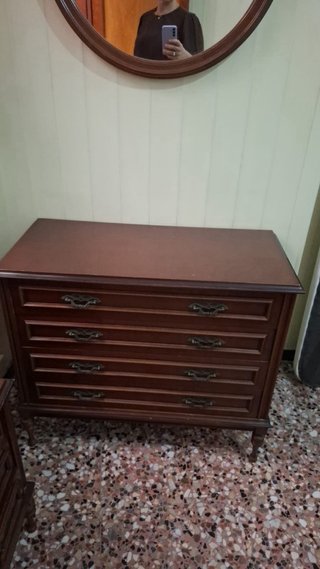 Conjunto Muebles Antiguos Madera y Tela