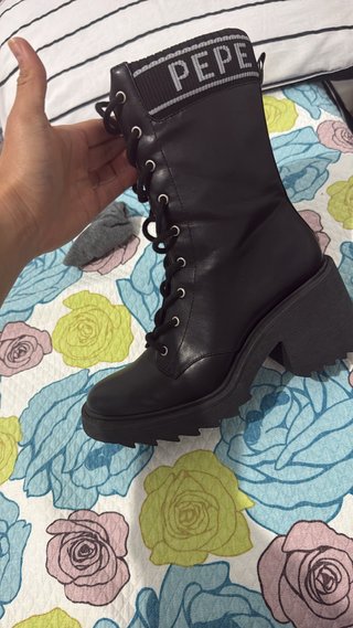 Botas Pepe Jeans negras con plataforma/ tacon