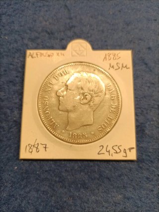 Moneda 5 Pesetas Alfonso XII 1885