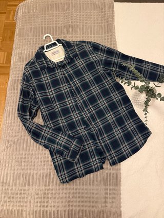 Camisa cuadros vintage verde y azul