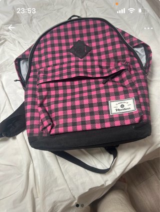 Mochila cuadros rosa y negro