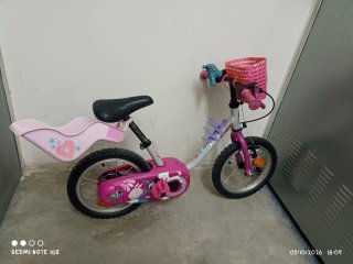 Bicicleta infantil 14 rosa con cesta