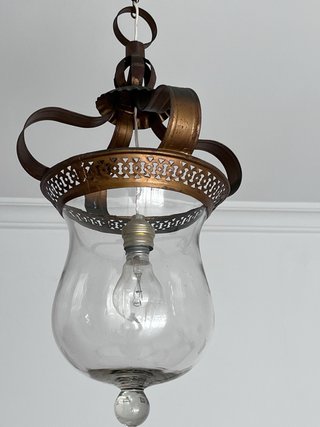 Lámpara de techo vintage de cristal y metal