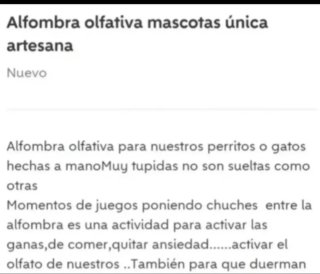 Alfombra olfativa artesanal para mascotas