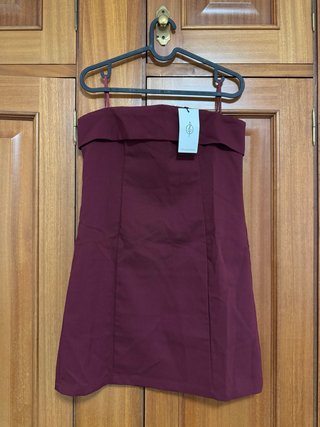 Vestido Granate Palabra de Honor Talla L