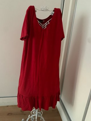 Lote 2 vestidos algodón rojo, venca talla 54-56