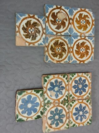 Lote 10 azulejos mudejares Toledo s.XVI