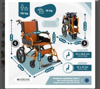 Sedia a rotelle pieghevole MOBICLINIC arancione