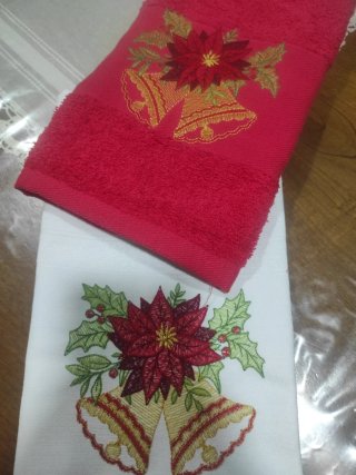 Conjunto de panos de cozinha bordados