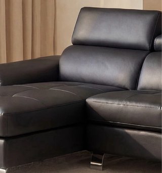 Sofá Chaise Longue de Piel Negro
