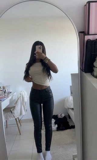 Pantaloni skinny similpelle neri Y2K