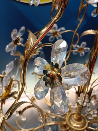 Lámpara dorada de estilo rococó francés o tipo palwa, años 70/80, 6 luces