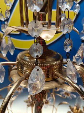 Lámpara dorada de estilo rococó francés o tipo palwa, años 70/80, 6 luces