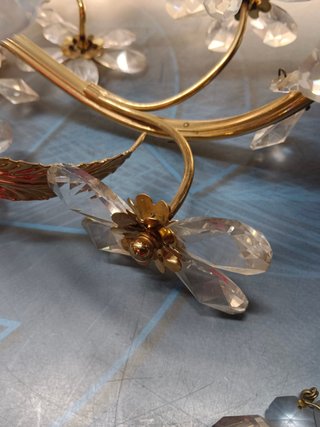 Lámpara dorada de estilo rococó francés o tipo palwa, años 70/80, 6 luces