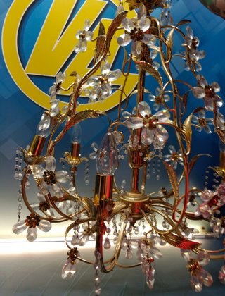 Lámpara dorada de estilo rococó francés o tipo palwa, años 70/80, 6 luces