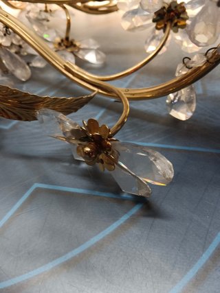 Lámpara dorada de estilo rococó francés o tipo palwa, años 70/80, 6 luces