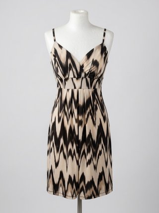Mini vestido estampado beige y negro