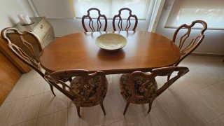 Mesa de Comedor Vintage extensible con 6 Sillas