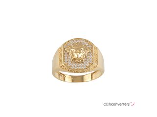 sello oro 18k con piedra con circonita