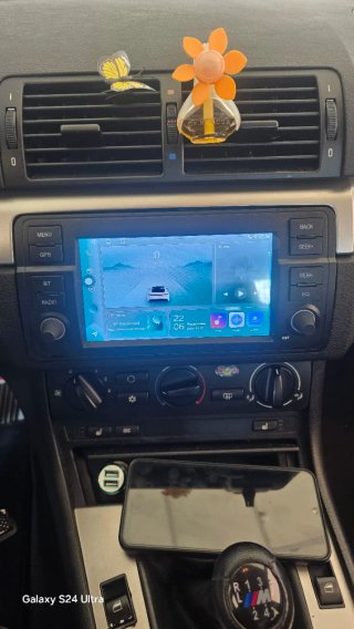 Rádio BMW E46 Android + GPS + Carplay sem fios.