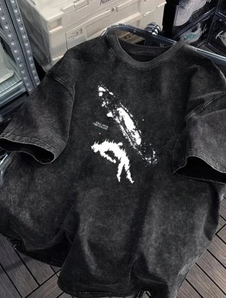 Camiseta Negra Estampada Talla L