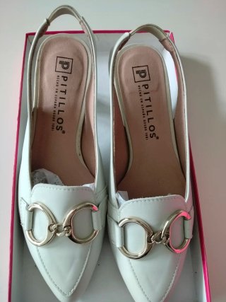 Zapatos Pitillos Slingback Blancos Talla 38