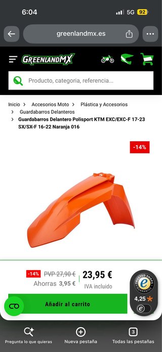 Guardabarros del KTM 17-23