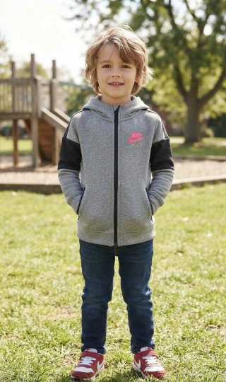 Felpa Nike Air con zip grigia e nera (8-10 anni)