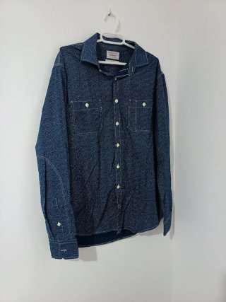 Camisa Mango Azul Estampada