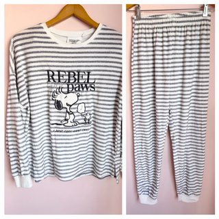 Pijama Mujer Secret Talla M Rayas Snoopy
